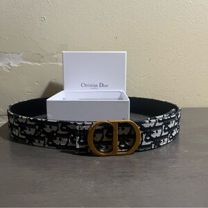 Dior Black Textured Leather with Yellow Logo